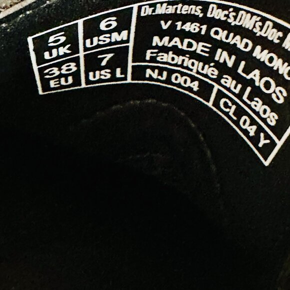 DR. MARTENS AIRWAIR VEGAN FAUX LEATHER BLACK OXFORD SHOES UNISEX - Picture 8 of 9